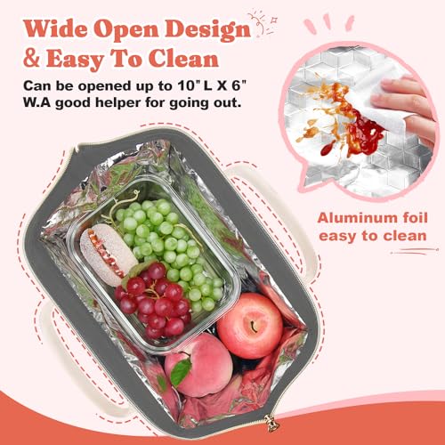 LOKASS Lunch Bag Women Insulated Lunch Box WideOpen Lunch Tote Bag Large Drinks Holder Durable Nylon Thermal Snacks Organizer for Men Adults Work Picnic Hiking Beach Fishing Red Flower - Image 3