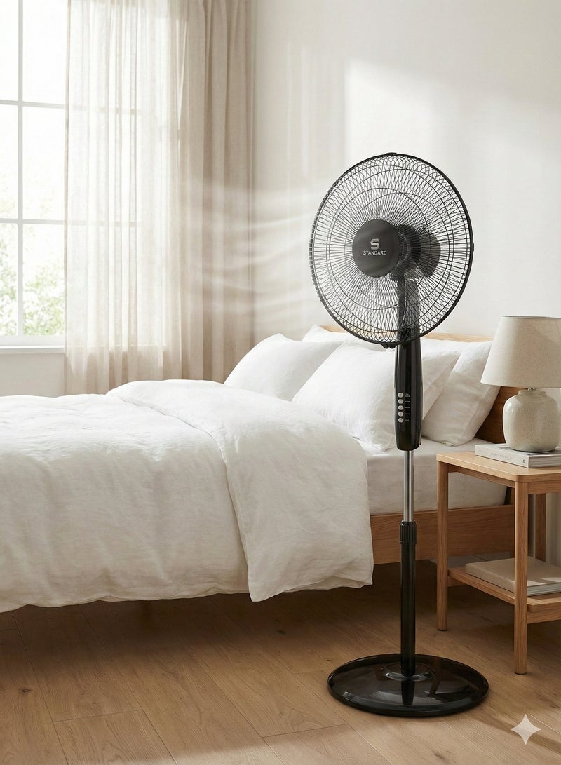 Havells STANDARD 16" STAND FAN - Glanzo Pedestal with Remote Control | 50W Copper Motor, 3 AS Blades, Black | Model FOSGZBLK16121 - Image 3