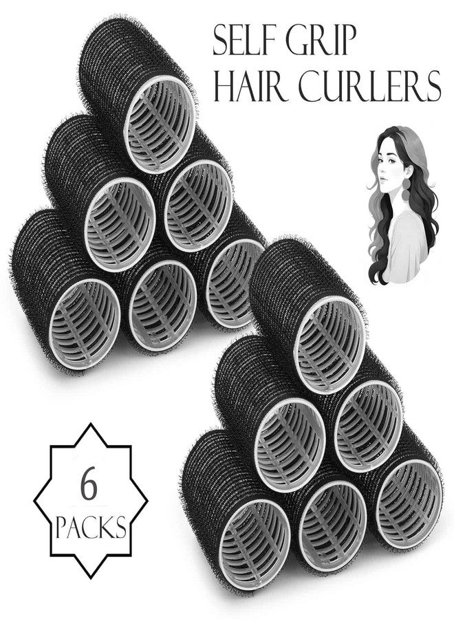 Spoken Hair Curlers Rollers, 6Pcs Hair Rollers Hair Curlers Self Grip Holding Rollers with 6Pcs Hair Clips for Long Medium Short Thick Fine Thin Hair Bangs Volume - Image 2