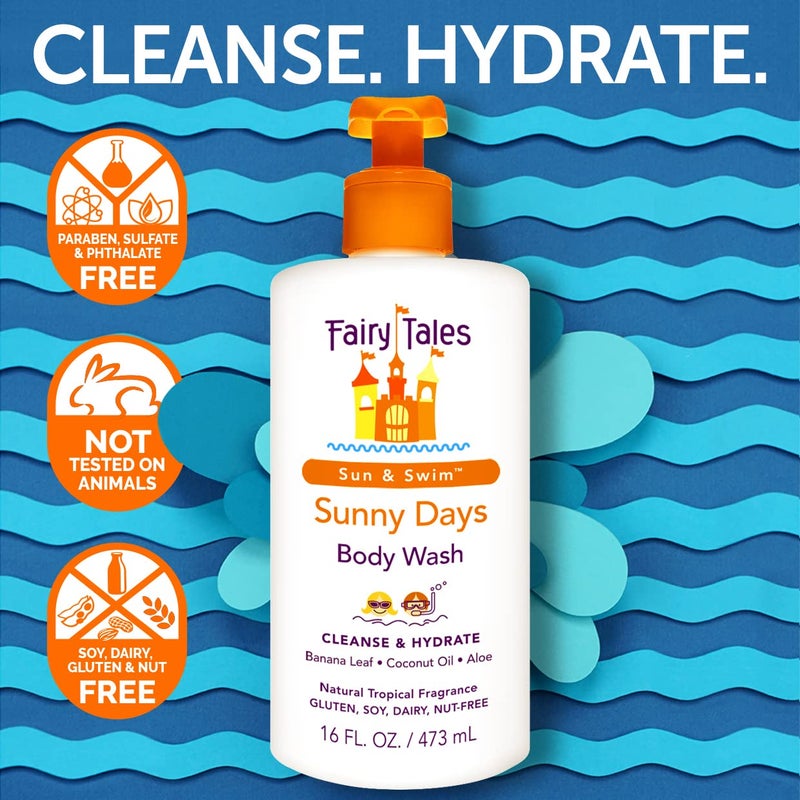 Fairy Tales Sunny Days Chlorine Removal Body Wash, For All Age Swimmers | After Swim Chlorine, Salt And Sunscreen Removal | No Harsh Chemicals or Toxins | Easy to use Pump - 16oz - Image 2