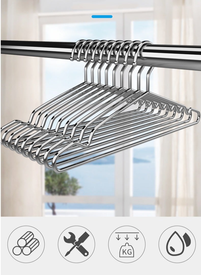 HOMESTAR 10 Pcs Heavy Duty Stainless Steel Hangers - Super Strong Metal Clothes Hooks for Coats, Abayas, Dresses | Rustproof & Non-Bendable - Image 3