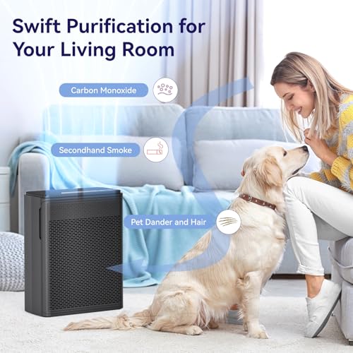 YARIKI Air Purifiers for Home Pets Covers Up to 1500 Sq Ft,H13 Hepa Filter with Washable Pre-Filter,Pet Hair Dander Smoke Air Cleaner,22 dB Quiet Sleep for Living Room Bedroom Kitchen,P280 (Black) - Image 5