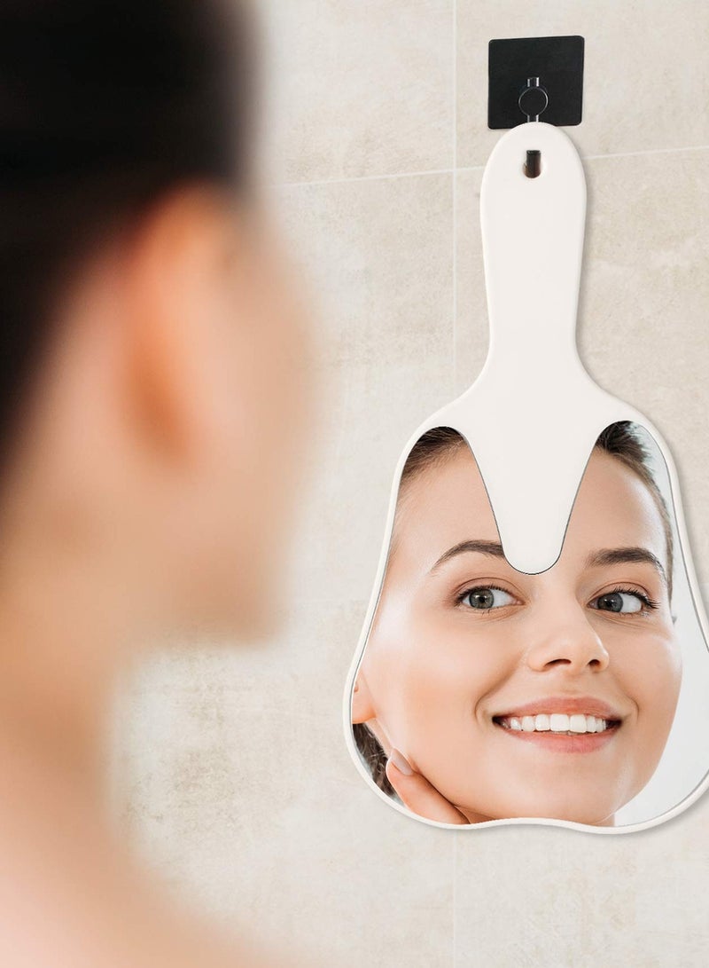 KASTWAVE Small Surface Mirror with Handle Tooth-Shaped Handheld Mirror Cute Makeup Mirror Portable Mirror (White) - Image 3
