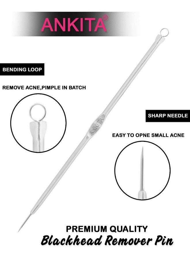 Ankita Blackhead remover|Acne treatment|Pimple Popper|Face Skin Care Kit|Professional Comedone Blemish|Zit|Whitehead Scar Extractor|Surgical Grade Stainless Steel Tools- Round (Blackhead Pin Pointed) - Image 3