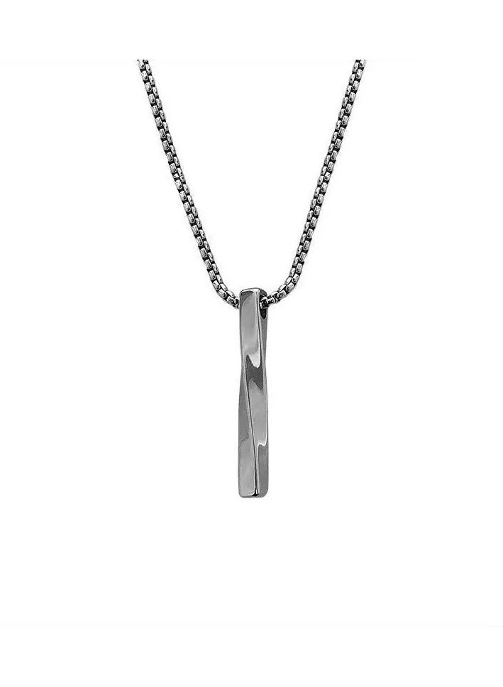 Goolsky Twisted Bar Pendant Necklace – Unisex Hip-Hop Style Titanium Steel Chain, INS Trend, Tarnish-Free Minimalist Jewelry  - Image 1