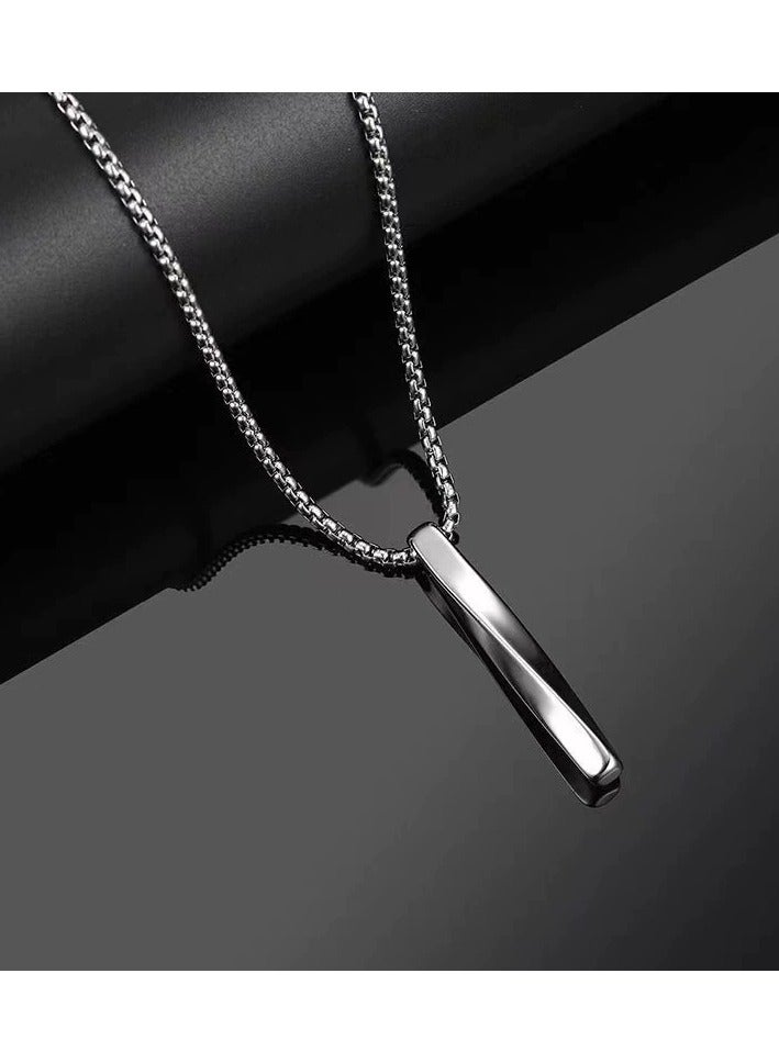 Goolsky Twisted Bar Pendant Necklace – Unisex Hip-Hop Style Titanium Steel Chain, INS Trend, Tarnish-Free Minimalist Jewelry  - Image 4