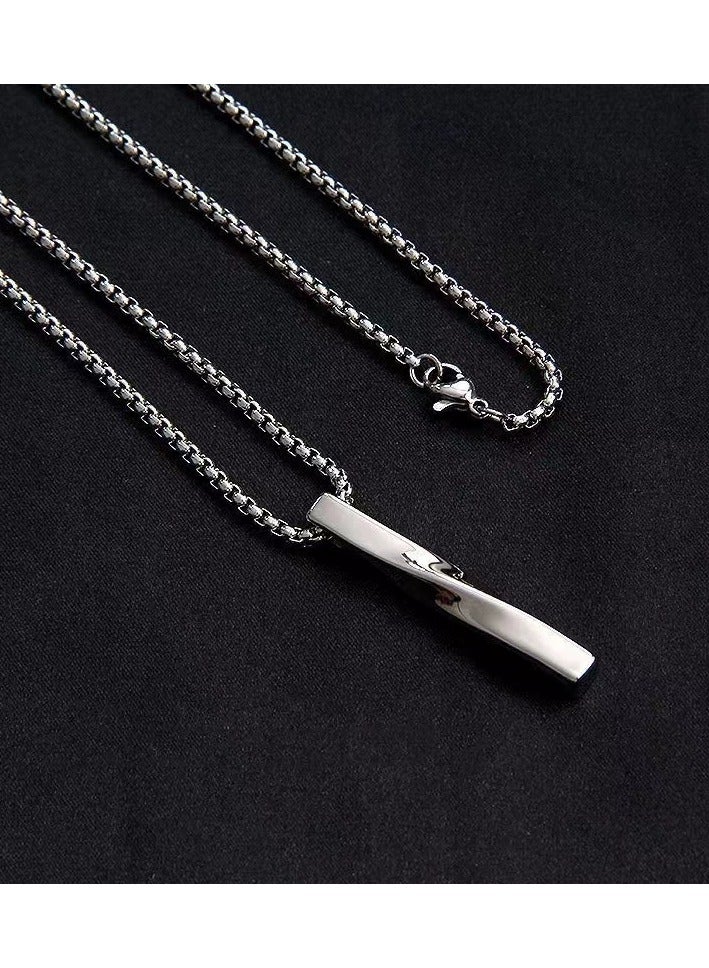 Goolsky Twisted Bar Pendant Necklace – Unisex Hip-Hop Style Titanium Steel Chain, INS Trend, Tarnish-Free Minimalist Jewelry  - Image 5