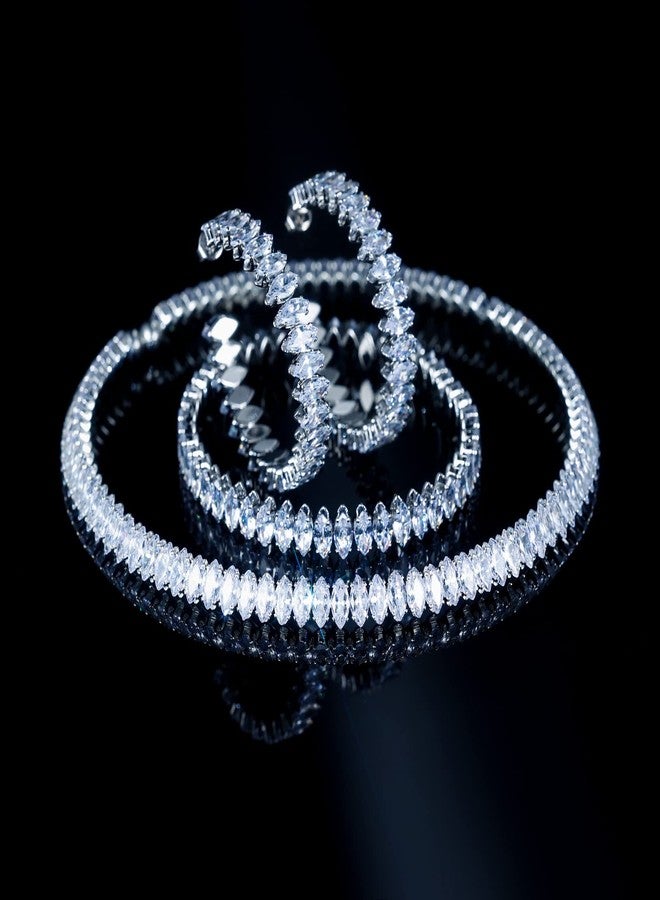 AiliFe White Cubic Zirconia Choker Necklaces for Women and Men, Sparkling Rhinestone Tennis Necklace Fake Diamond Chain for Bridal Wedding Bridesmaid (Almond CZ Choker) - Image 3