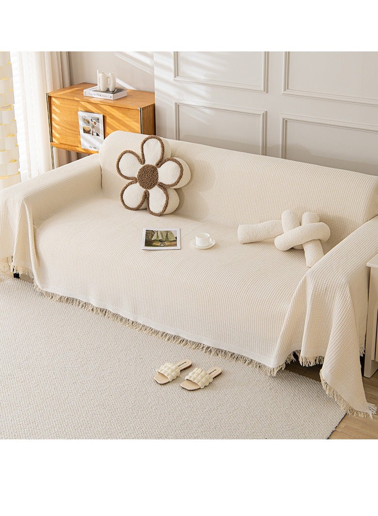 general Sofa Cotton Blanket 1 2 3 4 Seats Beige, Non-Slip Sofa Cover Sofa Protector Pet Friendly Sofa Cover Blanket Perfect for Seats L Shaped Sofa Soft and Comfortable - Image 1