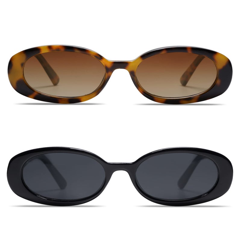 VANLINKER Polarized Retro Oval Sunglasses for Women and Men Small 90s Style VL9580 - Image 2
