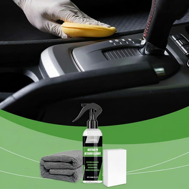 KASTWAVE Car Interior Cleaner Kit with 120ml Spray, Microfiber Towel & Sponge – All-in-One Dashboard, Leather, Vinyl & Fabric Detailing Set for Car Seat, Door Panel, Console, Upholstery & Trim - Image 5
