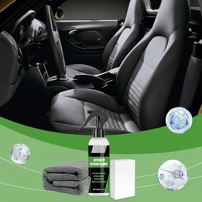 KASTWAVE Car Interior Cleaner Kit with 120ml Spray, Microfiber Towel & Sponge – All-in-One Dashboard, Leather, Vinyl & Fabric Detailing Set for Car Seat, Door Panel, Console, Upholstery & Trim - Image 4