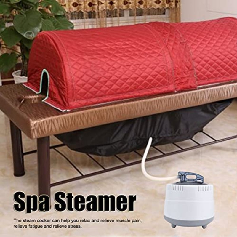 Portable Sweat SPA Steam Pot for home detox, stainless steel, white, 1000W power with smart touch timer display and remote control - Image 2