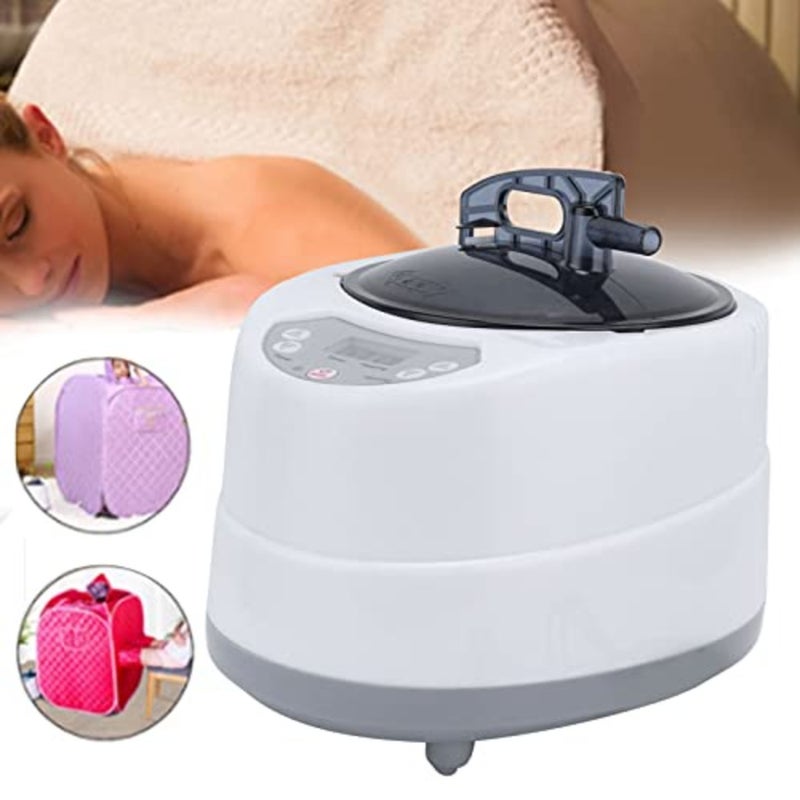 Portable Sweat SPA Steam Pot for home detox, stainless steel, white, 1000W power with smart touch timer display and remote control - Image 3