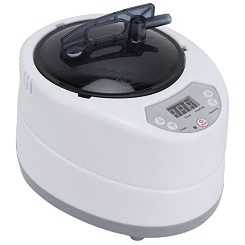 Portable Sweat SPA Steam Pot for home detox, stainless steel, white, 1000W power with smart touch timer display and remote control - Image 1