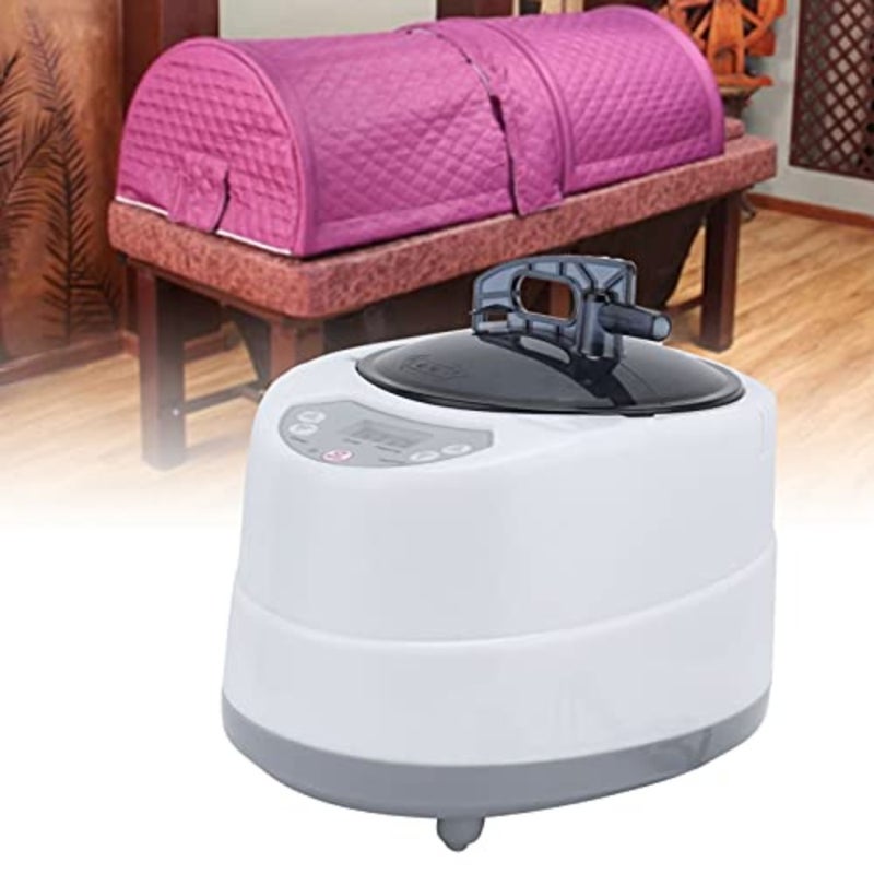Portable Sweat SPA Steam Pot for home detox, stainless steel, white, 1000W power with smart touch timer display and remote control - Image 4