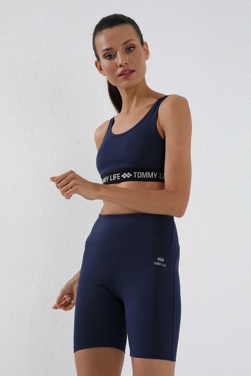 Tommy Life Indigo Women's High Waist Slimming Short Biker Leggings - 91007  - Image 2