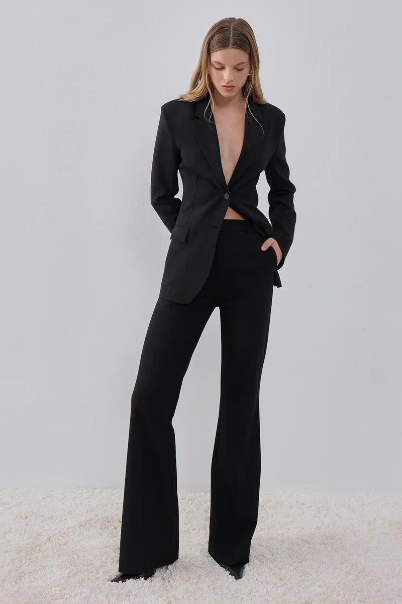 Pieces Of Melon Black Flare Leg Trousers