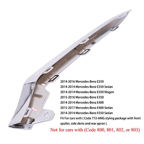 CNUPSM Front Bumper Chrome Trim Molding LH Driver Side A2128852774 Compatible With 2014-2016 Mercedes Benz E-Class W212 E250 E350 E400 E500 E550 Does Not Fit Coupe - Image 3