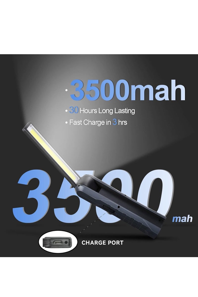 Bluejw LED Work Light Torch USB Rechargeable Workshop Lamp Foldable Inspection Lamp Portable COB Hand Lamp with Magnetic Base & Swivel Hook & 4 Modes for Car Mechanic - Image 5