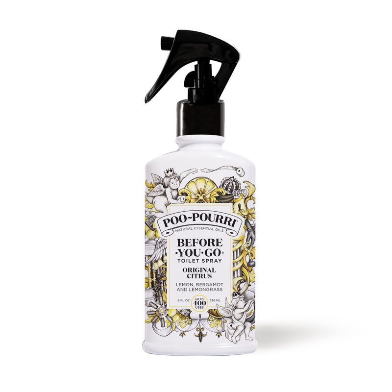 Poo-Pourri Before-You-Go Toilet Spray, Original Citrus, 8 Fl Oz, Up to 400 Uses, Bathroom Odor Deodorizer, Plant-Based with Essential Oils, for Home or Work, Lemon, Bergamot and Lemongrass Scent - Image 1