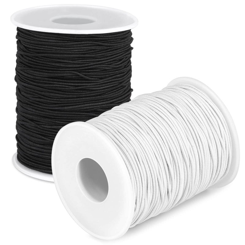 selizo Elastic String Cord Selizo 2 Pack Stretchy String for Bracelets Necklace Beading Jewelry Making and Sewing 12 MM 109 Yards Black  White