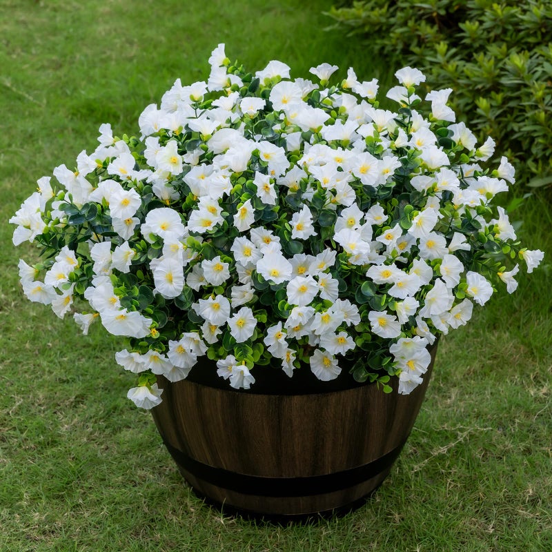 Lnoicy Artificial Flowers for Outdoor 12 Bundles Eucalyptus Fake Flowers for Planter,UV Resistant Fake Morning Glory for Home/Porch/Garden Decorationï¼ˆWhiteï¼‰ - Image 1