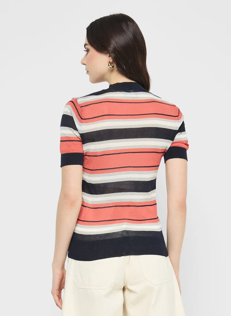 جينجر Fine Knit Stripe Sweater