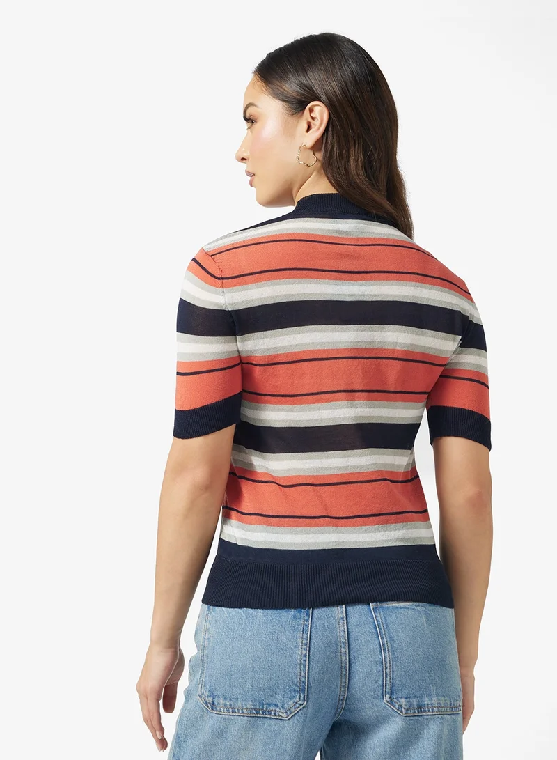 جينجر بلوفر مخطط محبوك ناعم