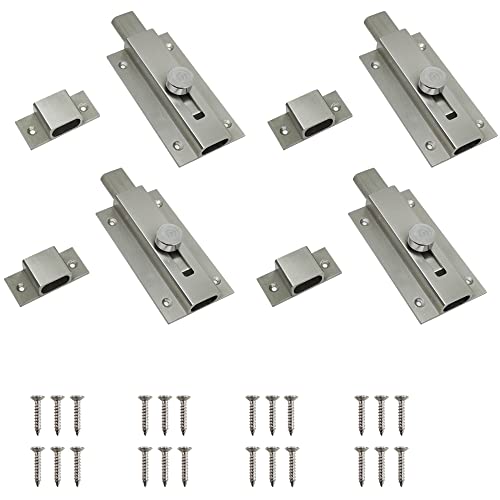 Volo 5 inch Heavy Duty Door Security Latch Lock Tower Bolt for, Baby Latch, Home, Bathroom, Kitchen,Office .(Color :Silver) (Pack of 4Pcs.) - Image 4
