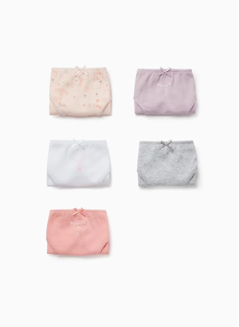 Zippy Pack of 5 Cotton Briefs for Girls 'Circus', Multicoloured