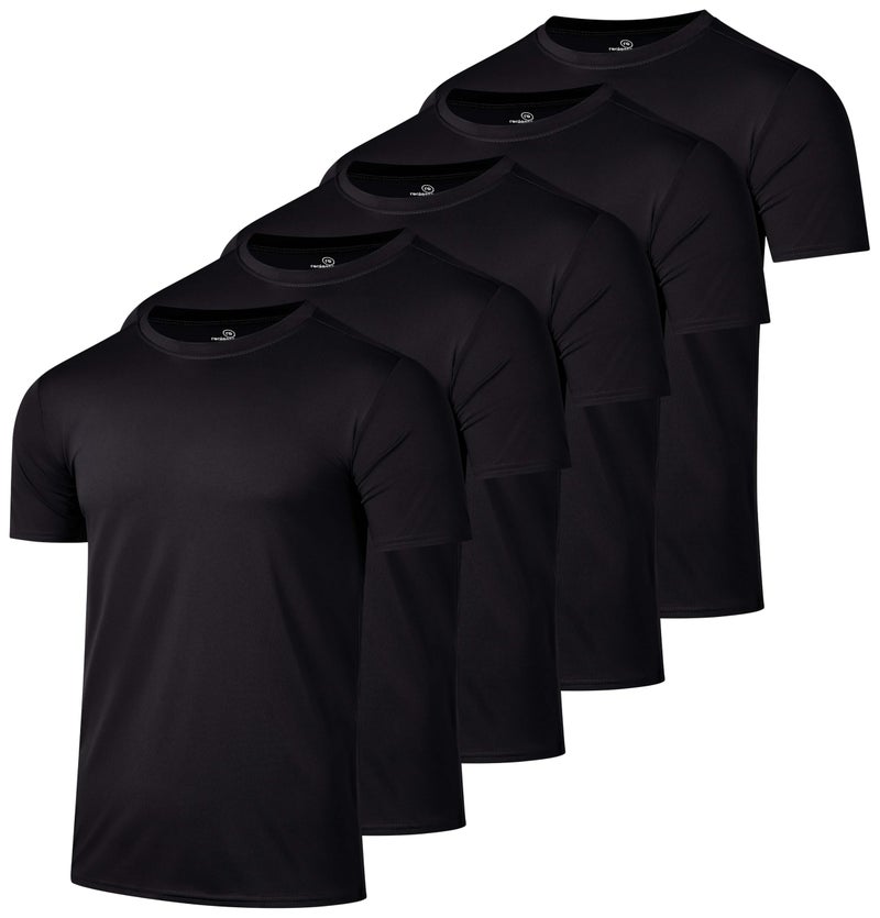 REALESSENTIALS Real Essentials 5 Pack: Menâ€™s Short Sleeve Dry Fit T-Shirts â€“ Moisture Wicking Athletic Workout Gym Fitness Casual Tees, Set 8, Large - Image 1