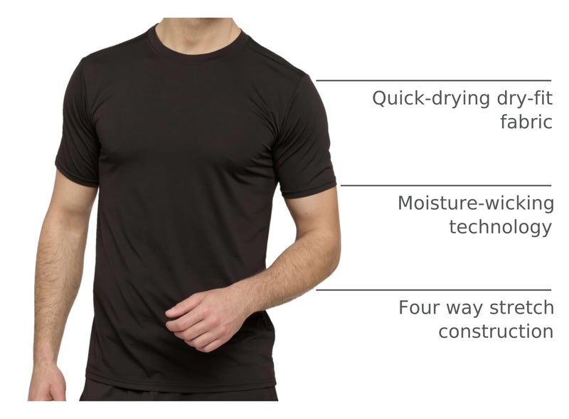 REALESSENTIALS Real Essentials 5 Pack: Menâ€™s Short Sleeve Dry Fit T-Shirts â€“ Moisture Wicking Athletic Workout Gym Fitness Casual Tees, Set 8, Large - Image 4