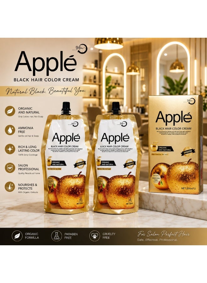 Apple Black Hair Color Cream – 500ml × 2 - Image 3