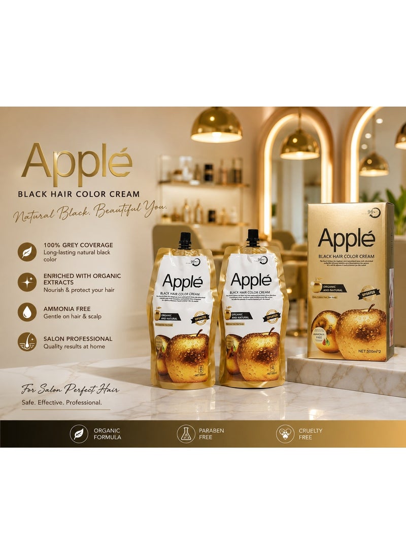 Apple Black Hair Color Cream – 500ml × 2 - Image 2