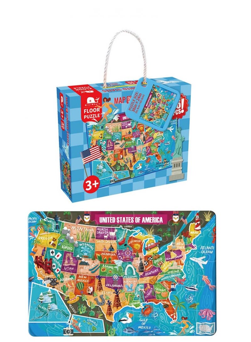 ميني ويل خريطة الولايات المتحدة الأمريكية لغز الأطفال 3-6 سنوات من العمر لعبة التنمية الفكرية للأطفال هدايا عيد ميلاد - Image 1