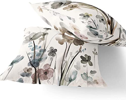 Qesonoo KKVEE Flower Throw Pillow Covers 18x18 Set of 2, Flowers Pillow Cushion Cases, Modern Decorative Square Pillowcases for Sofa Couch Bedroom Living Room Car - Image 4
