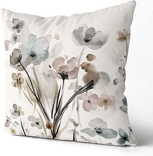 Qesonoo KKVEE Flower Throw Pillow Covers 18x18 Set of 2, Flowers Pillow Cushion Cases, Modern Decorative Square Pillowcases for Sofa Couch Bedroom Living Room Car - Image 5