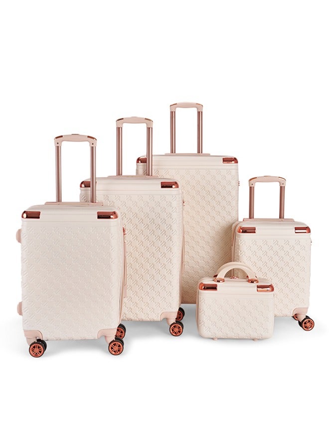 ليمرا طقم شنط سفر مكون من 5 حقائب أمتعة بـ 4 عجلات بتصميم صلب و حديث بيج - Image 1