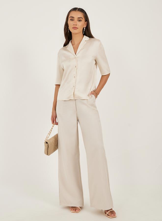 Styli Solid Notch Lapel Boxy Shirt  - Image 2
