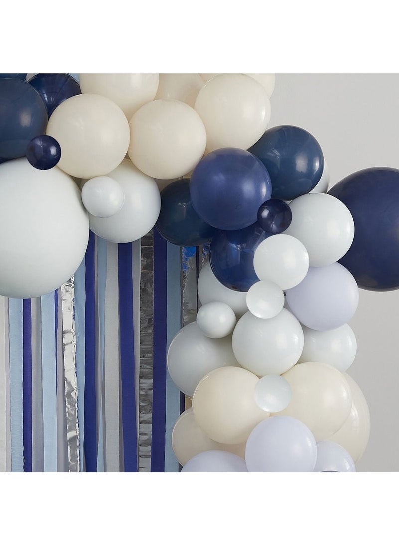 Ginger Ray Balloon Arch with Streamers Blue Multicolor DIY Kit - Image 3