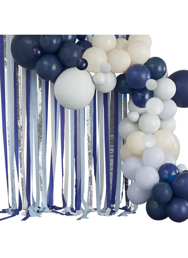 Ginger Ray Balloon Arch with Streamers Blue Multicolor DIY Kit - Image 2