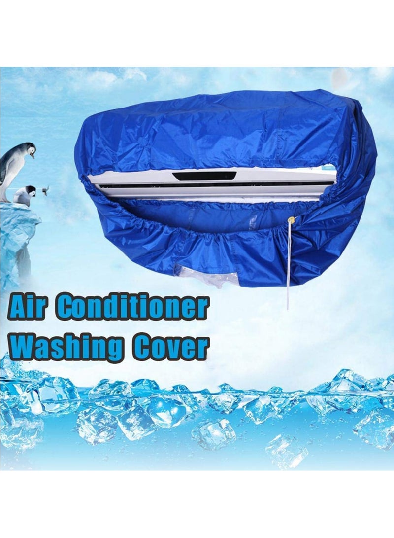 1PCS Air Conditioning Cover Washing Wall Mounted Air Conditioner Cleaning Protective Dust Cover Clean Tool Tightening Belt for 2-3P Waterproof Protector Blue  - Image 2