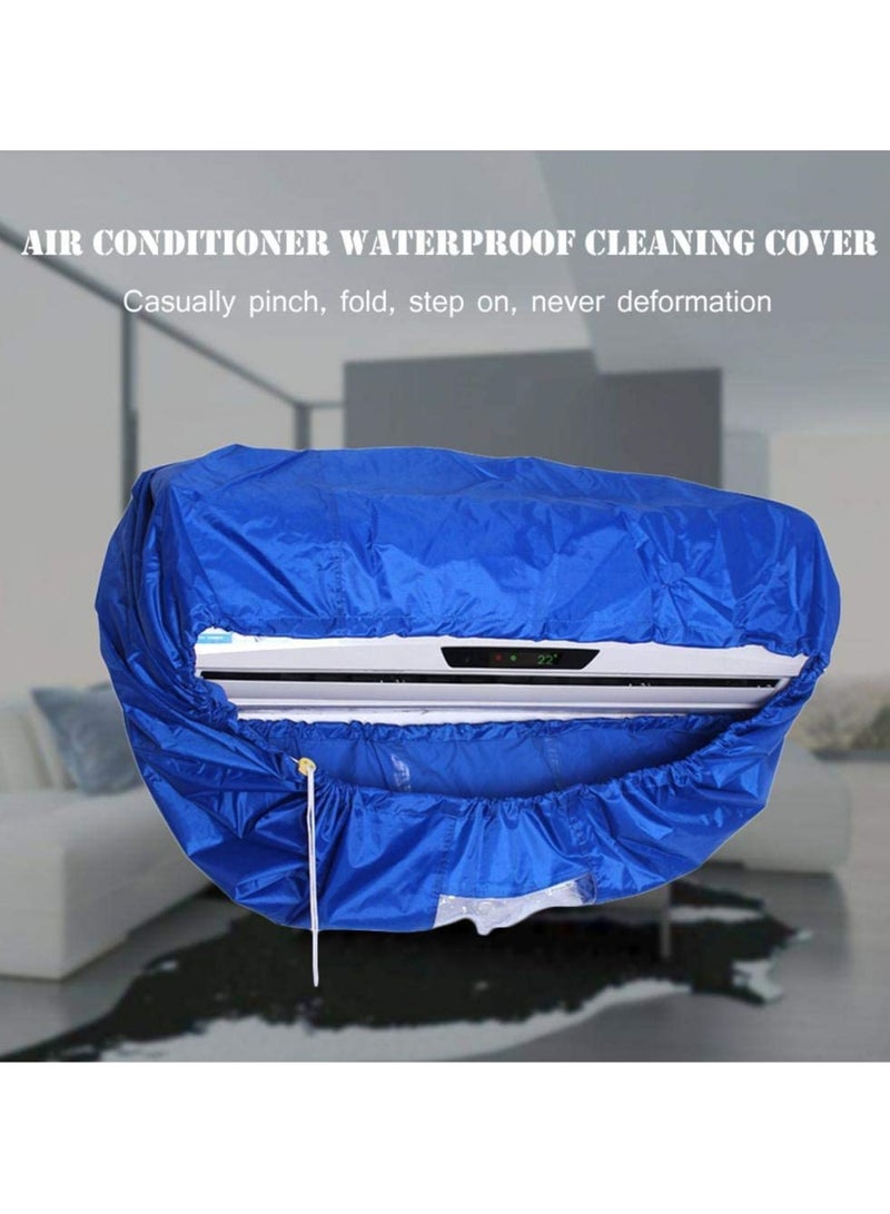 1PCS Air Conditioning Cover Washing Wall Mounted Air Conditioner Cleaning Protective Dust Cover Clean Tool Tightening Belt for 2-3P Waterproof Protector Blue  - Image 4