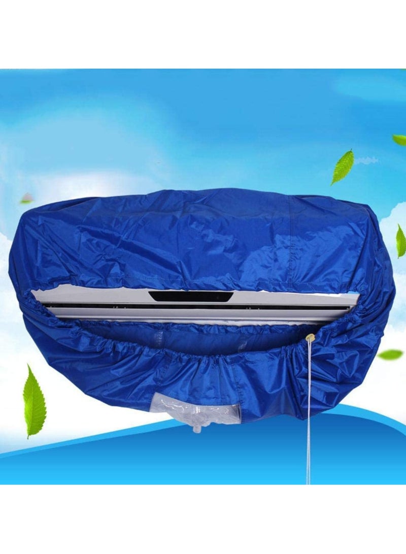 1PCS Air Conditioning Cover Washing Wall Mounted Air Conditioner Cleaning Protective Dust Cover Clean Tool Tightening Belt for 2-3P Waterproof Protector Blue  - Image 5