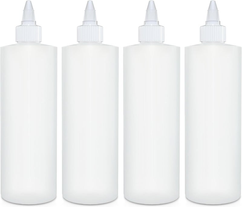 BRIGHTFROM Condiment Squeeze Bottles, 16 OZ Empty Squirt Bottle with Twist Top Cap, Leak Proof - Great for Ketchup, Mustard, Syrup, Sauces, Dressing, Oil, Arts and Crafts, BPA FREE Plastic - 4 PACK - Image 1