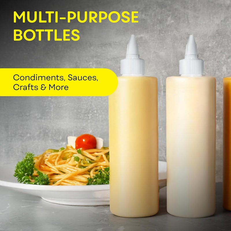 BRIGHTFROM Condiment Squeeze Bottles, 16 OZ Empty Squirt Bottle with Twist Top Cap, Leak Proof - Great for Ketchup, Mustard, Syrup, Sauces, Dressing, Oil, Arts and Crafts, BPA FREE Plastic - 4 PACK - Image 4