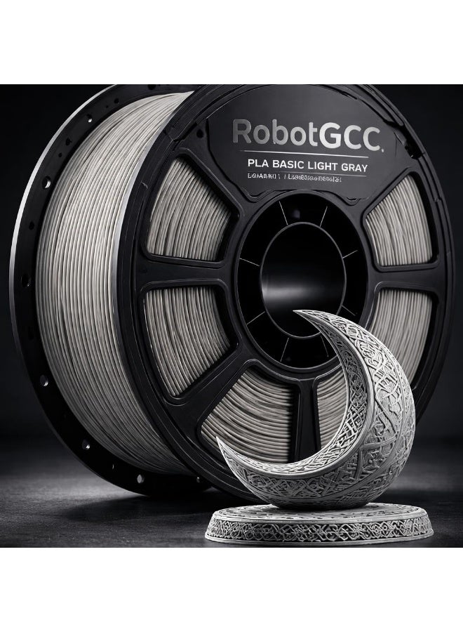 robotgcc PLA Basic Light Gray 1.75mm 3D Printing Material 1KG Spool for FDM 3D Printer, Smooth Extrusion, Stable Diameter ±0.02mm, Low Warping, Strong Layer Adhesion, Easy Print PLA Material for Prototyping, Engineering Models, DIY Printing, Educational STEM Projects, Consistent Performance Filament Alternative - Image 2