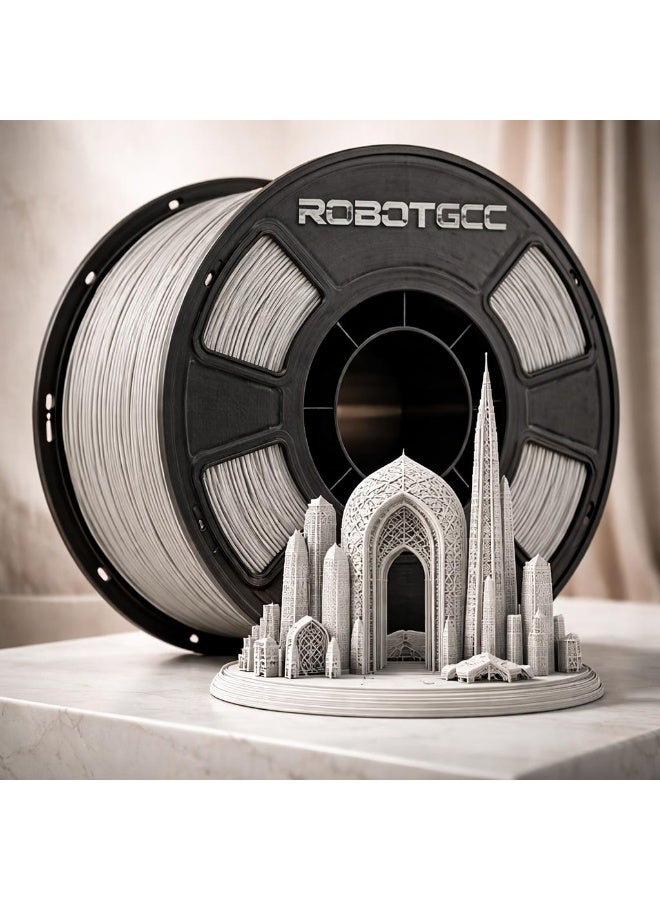 robotgcc PLA Basic Light Gray 1.75mm 3D Printing Material 1KG Spool for FDM 3D Printer, Smooth Extrusion, Stable Diameter ±0.02mm, Low Warping, Strong Layer Adhesion, Easy Print PLA Material for Prototyping, Engineering Models, DIY Printing, Educational STEM Projects, Consistent Performance Filament Alternative - Image 1