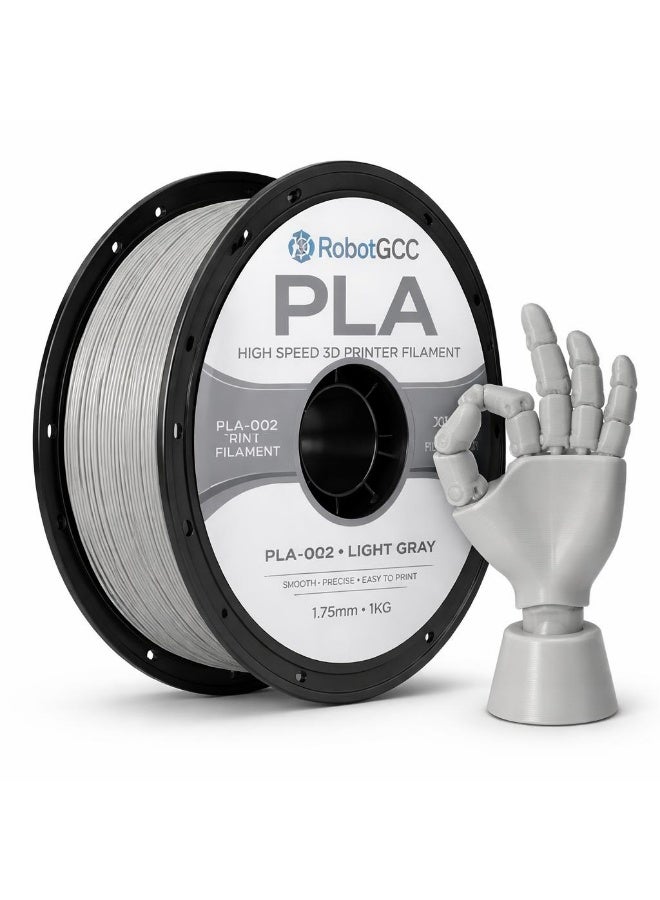 RobotGCC PLA Light Grey 3D Printer Filament 1.75mm 1KG, Smooth Extrusion, Low Warping, Strong Layer Adhesion, Easy Printing Material for FDM 3D Printers, Models and Prototypes - Image 1